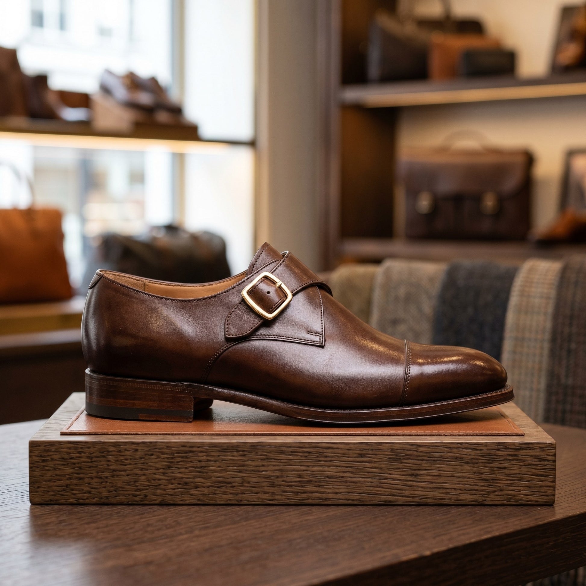 Luxury Edition - Artisian Made Brown Italian Leather Savona Single Monk Strap Shoes