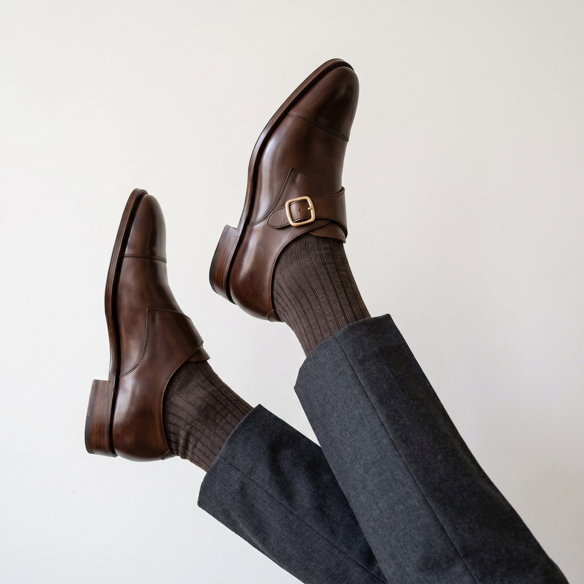 Luxury Edition - Artisian Made Brown Italian Leather Savona Single Monk Strap Shoes