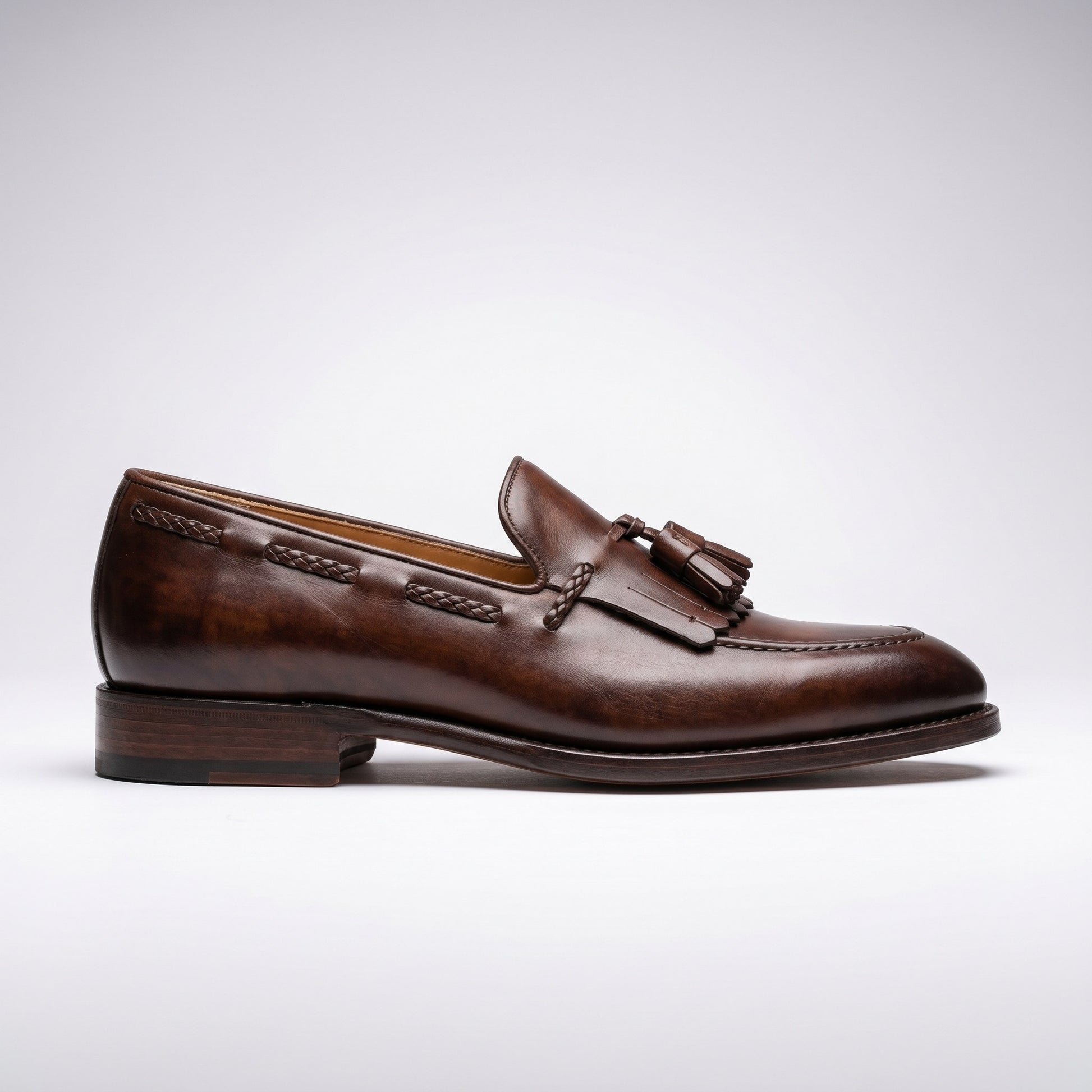 Luxury Edition - Artisian Made Brown Italian Leather Senigallia Tassel Loafers