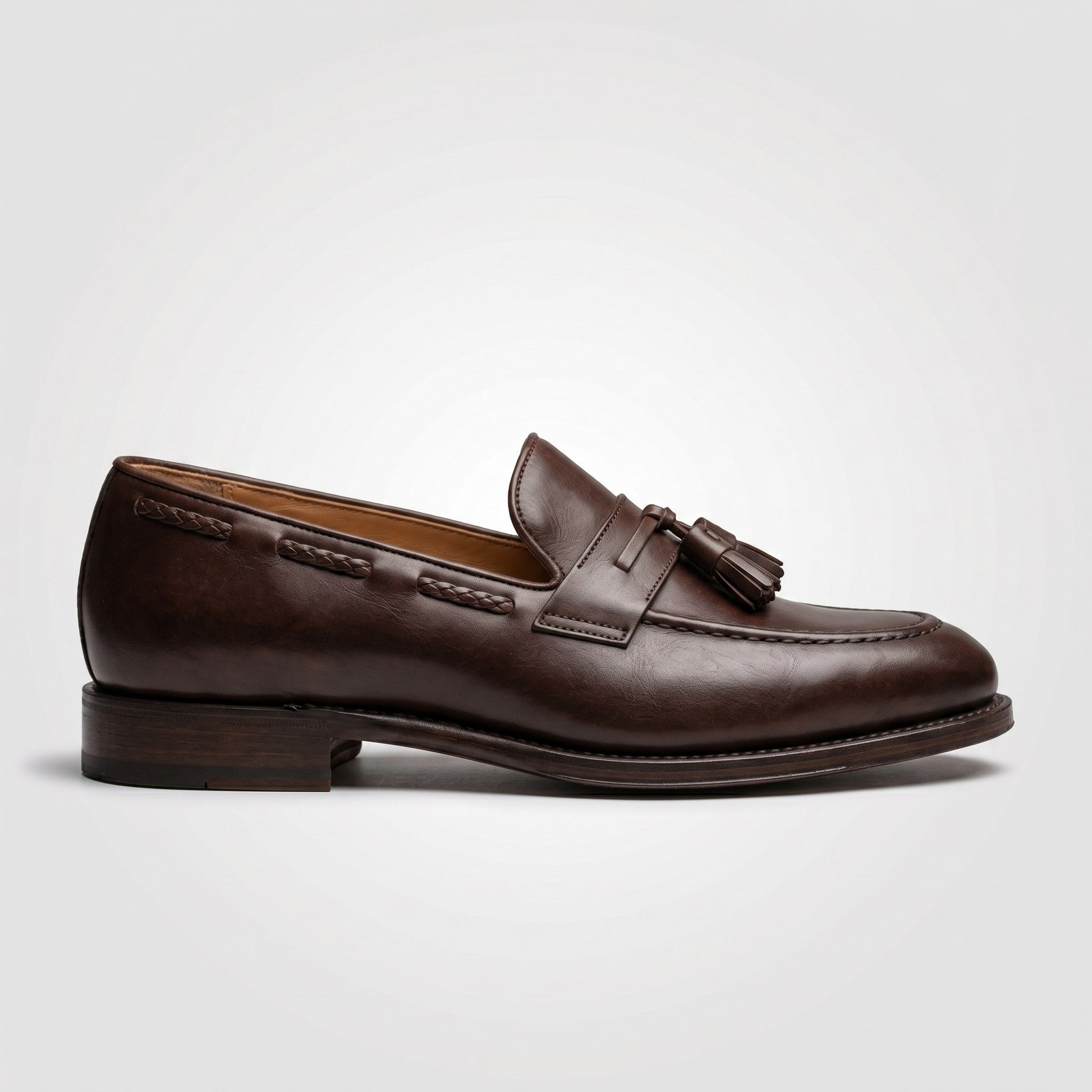 Luxury Edition - Artisian Made Brown Italian Leather Sestri Tassel Loafers