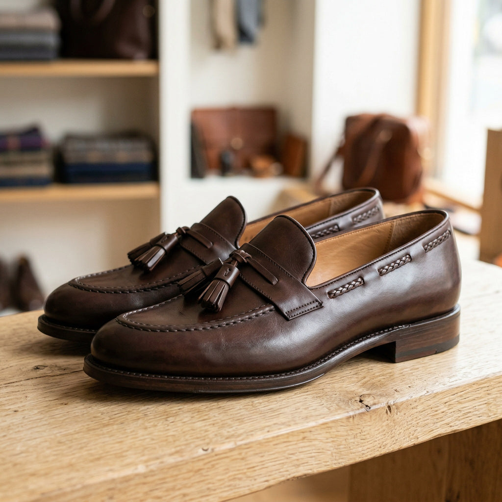 Luxury Edition - Artisian Made Brown Italian Leather Sestri Tassel Loafers