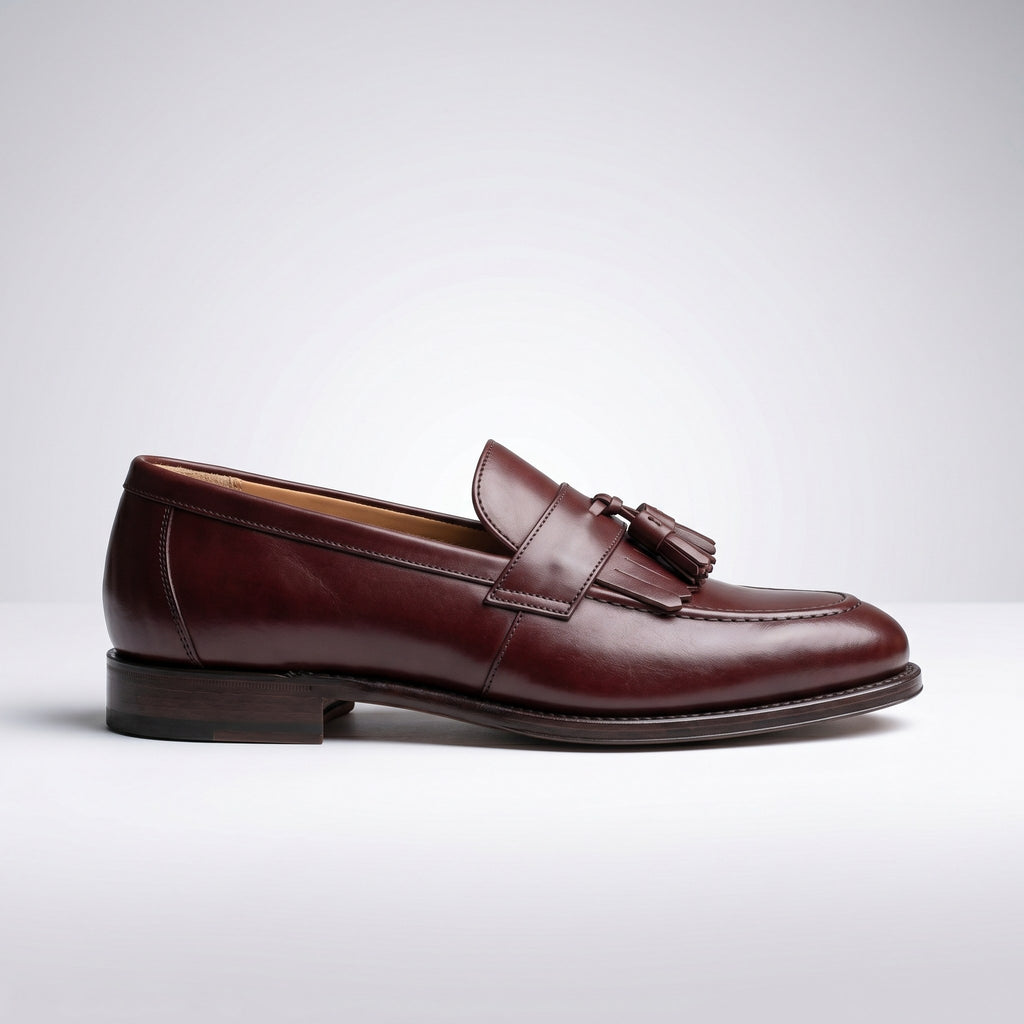 Luxury Edition - Artisian Made Burgundy Italian Leather Siracusa Tassel Loafers