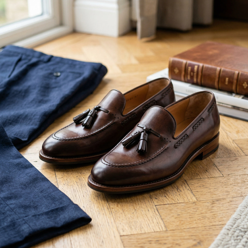 Luxury Edition - Artisian Made Brown Italian Leather Soave Tassel Loafers
