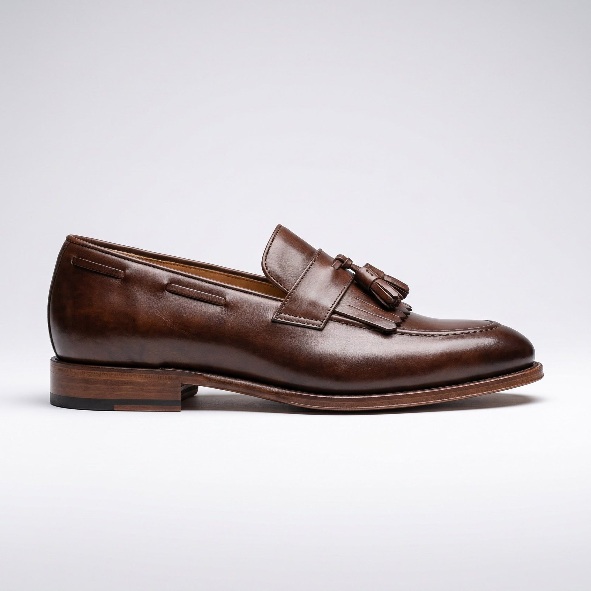 Luxury Edition - Artisian Made Brown Italian Leather Spello Tassel Loafers