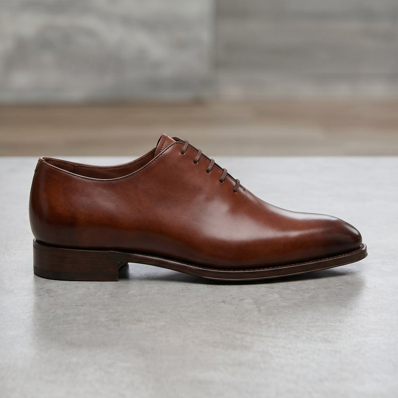 Luxury Edition - Artisian Made Brown Italian Leather Spilimbergo Whole Cut Oxford Shoes