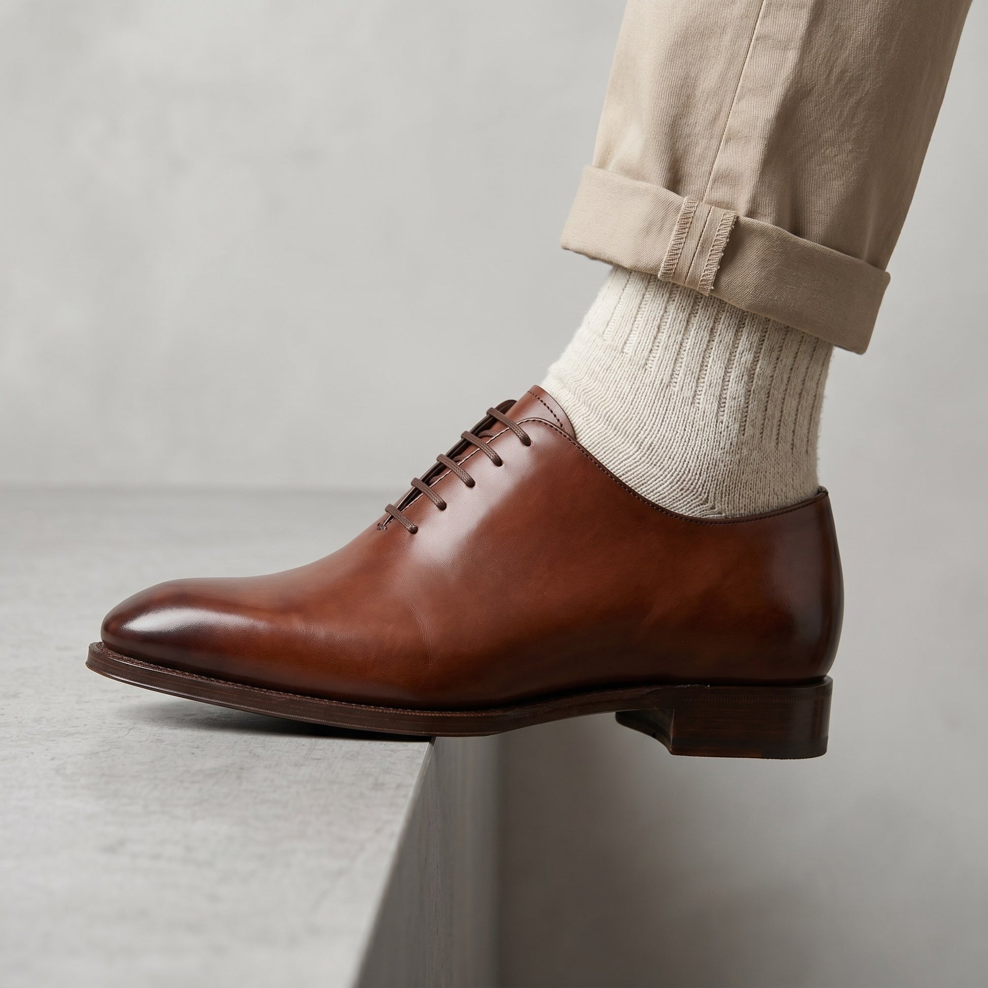 Luxury Edition - Artisian Made Brown Italian Leather Spilimbergo Whole Cut Oxford Shoes