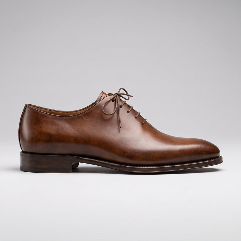 Luxury Edition - Artisian Made Tan Italian Leather Spoleto Whole Cut Oxford Shoes