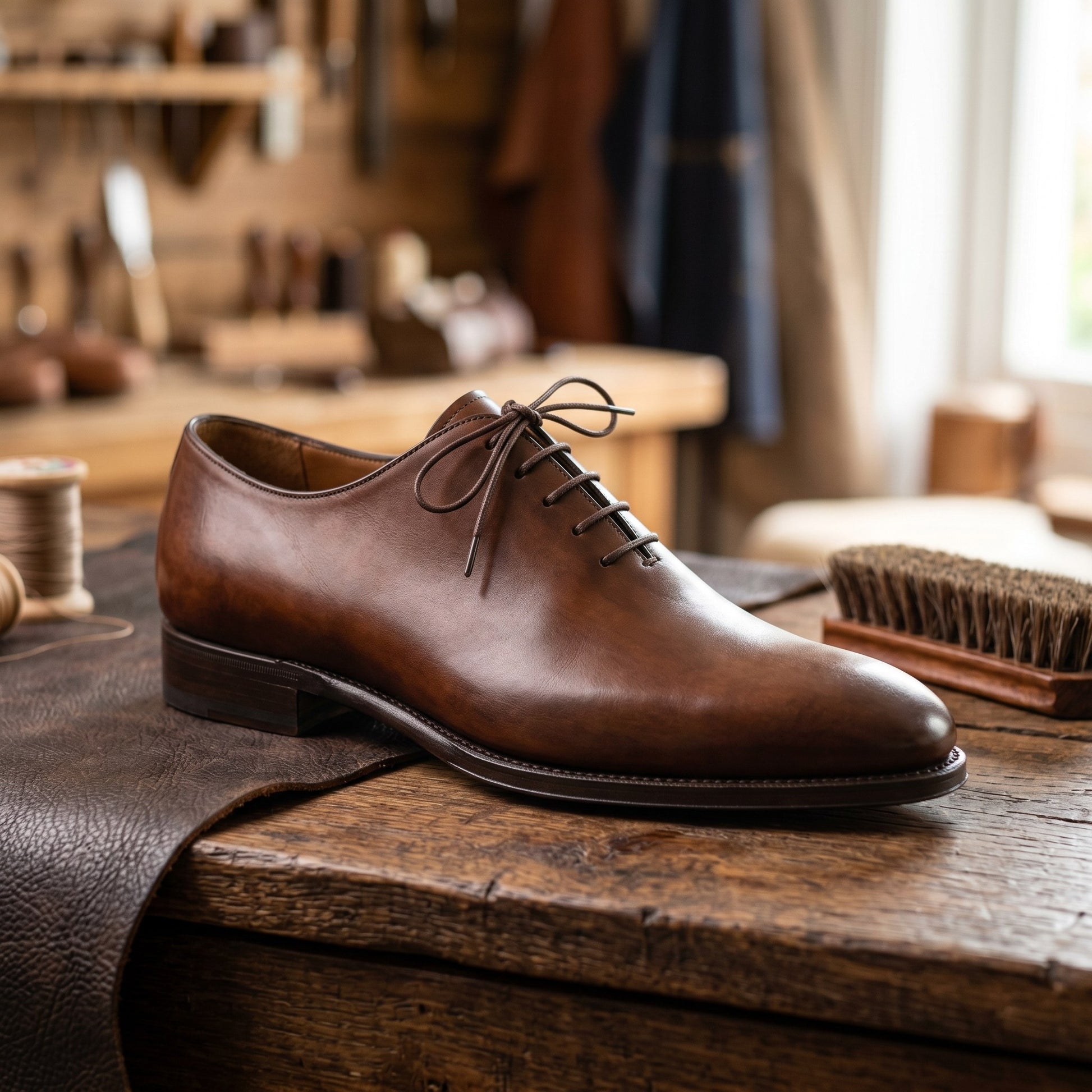 Luxury Edition - Artisian Made Tan Italian Leather Spoleto Whole Cut Oxford Shoes