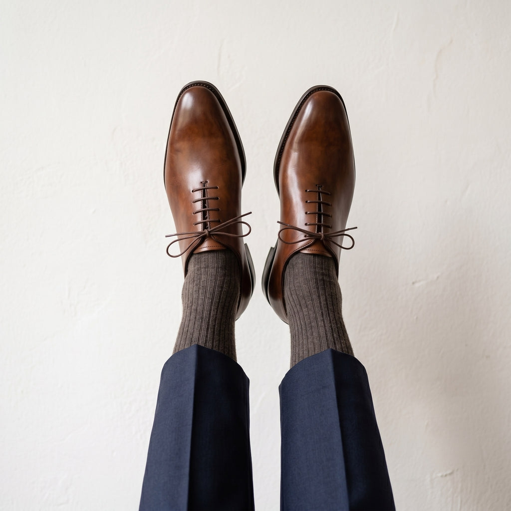 Luxury Edition - Artisian Made Tan Italian Leather Spoleto Whole Cut Oxford Shoes
