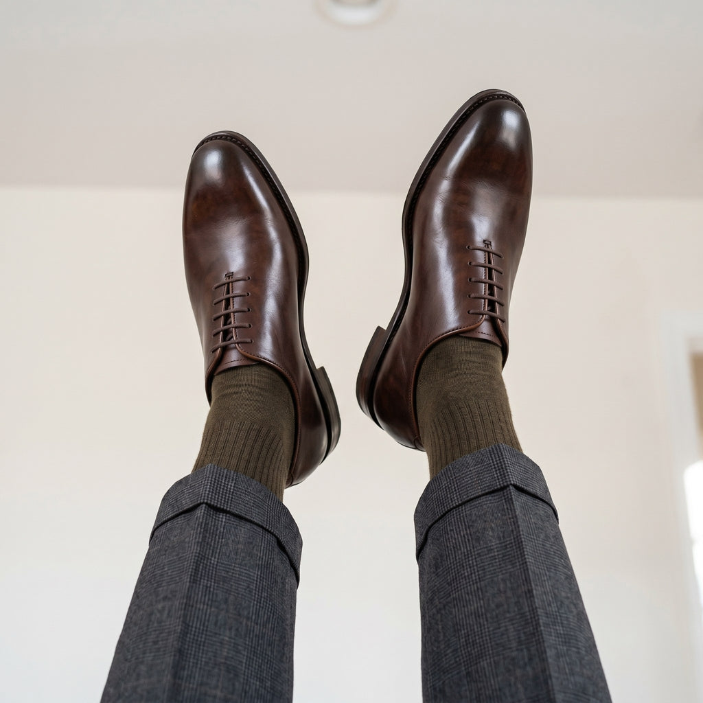 Luxury Edition - Artisian Made Brown Italian Leather Stresa Whole Cut Oxford Shoes
