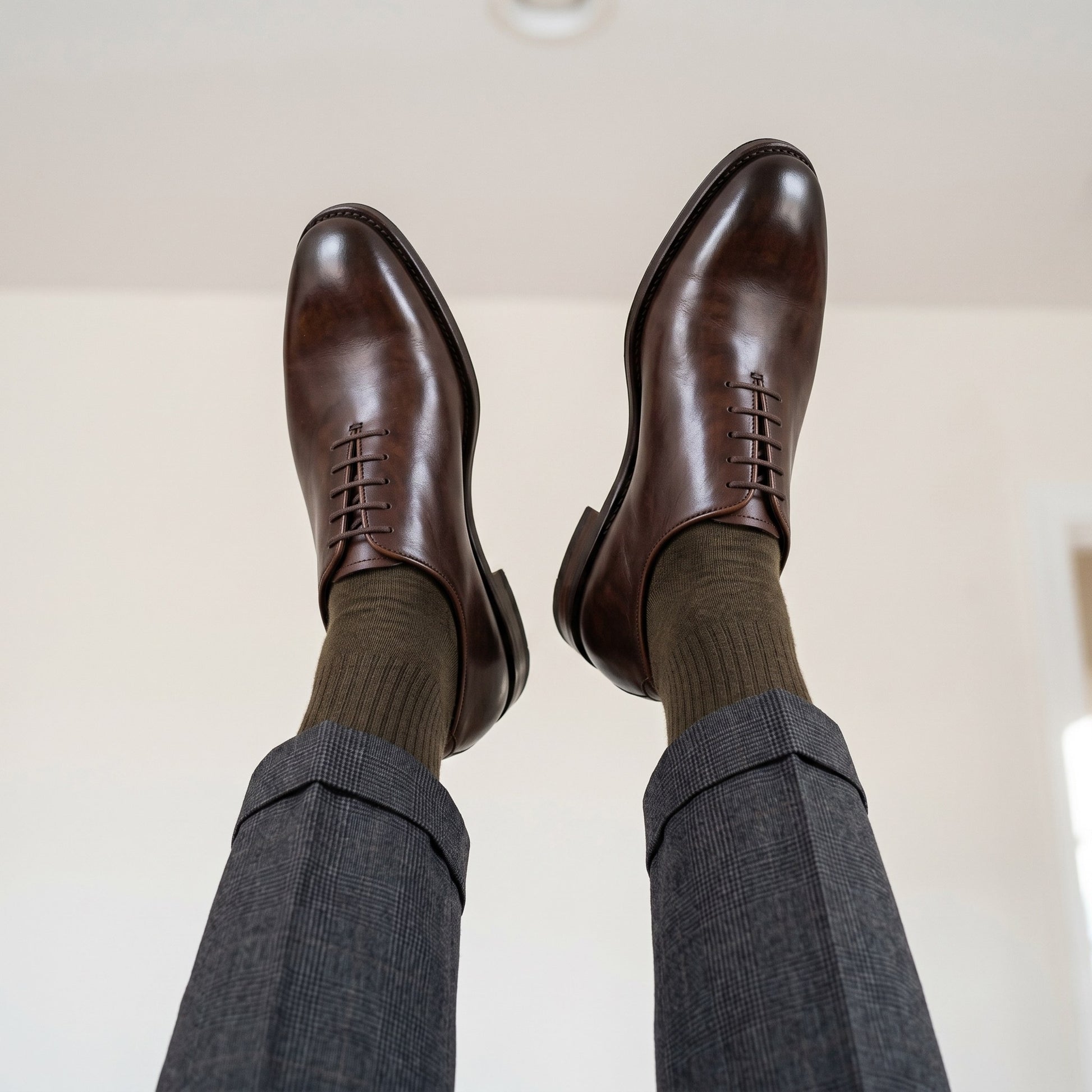 Luxury Edition - Artisian Made Brown Italian Leather Stresa Whole Cut Oxford Shoes