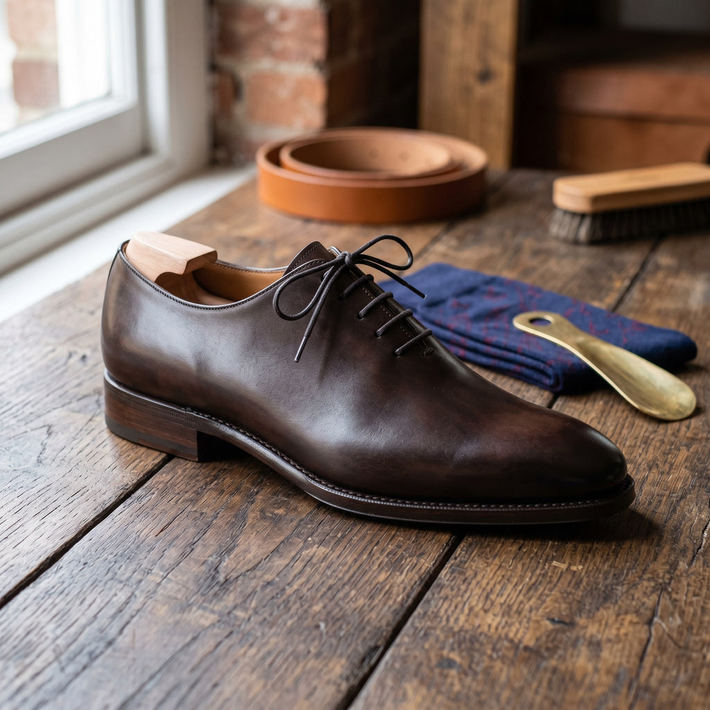 Luxury Edition - Artisian Made Brown Italian Leather Taggia Whole Cut Oxford Shoes
