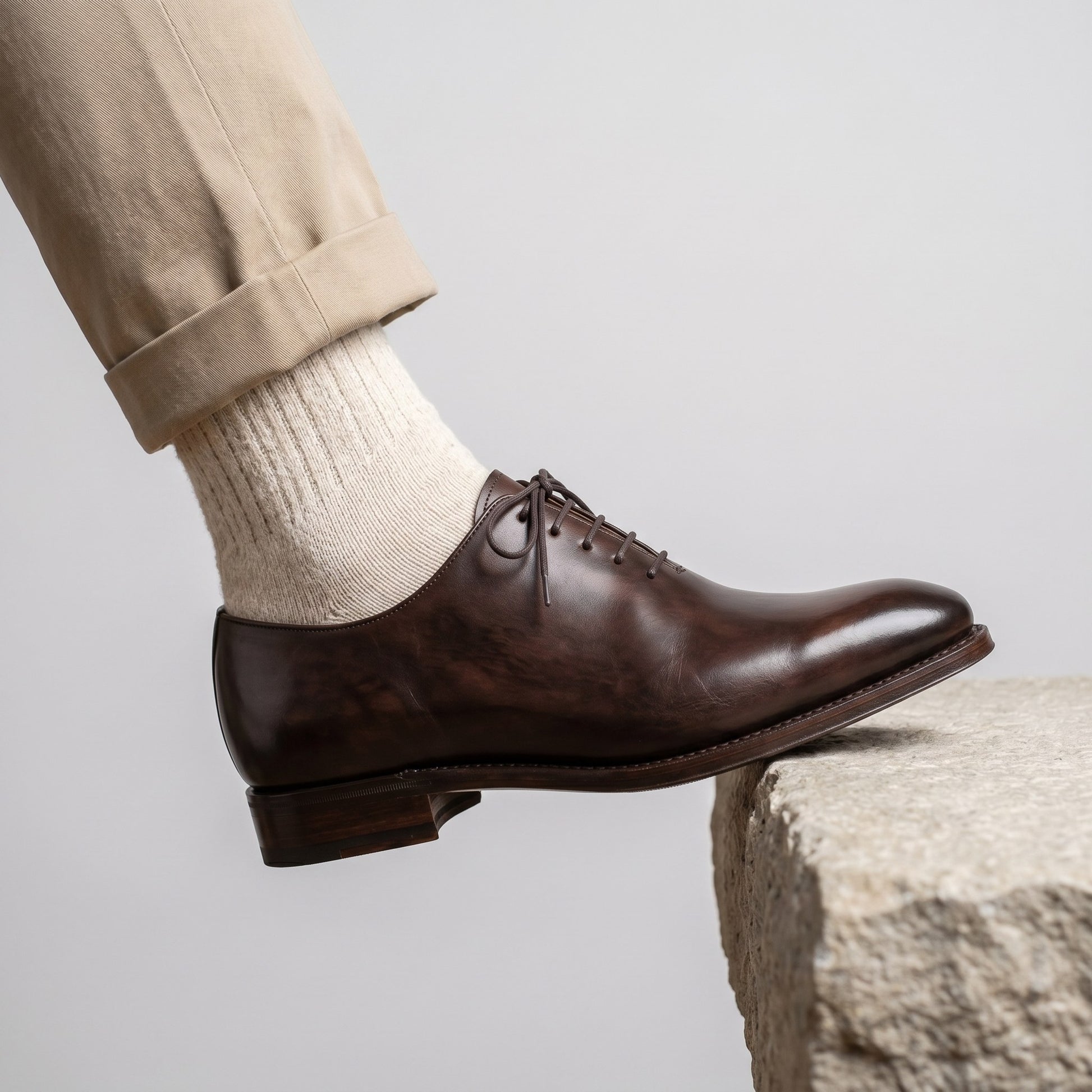 Luxury Edition - Artisian Made Brown Italian Leather Taggia Whole Cut Oxford Shoes