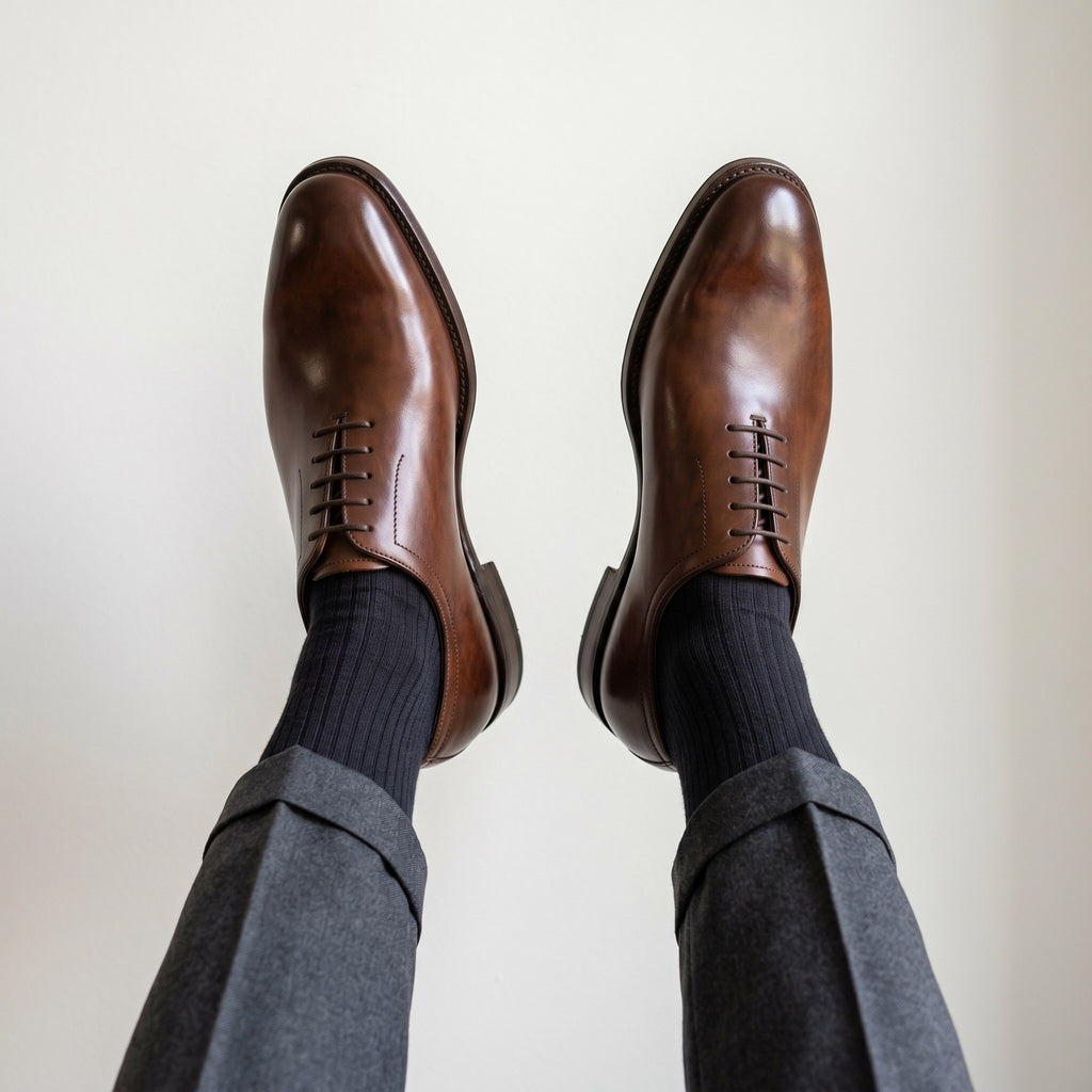 Luxury Edition - Artisian Made Brown Italian Leather Taormina Whole Cut Oxford Shoes