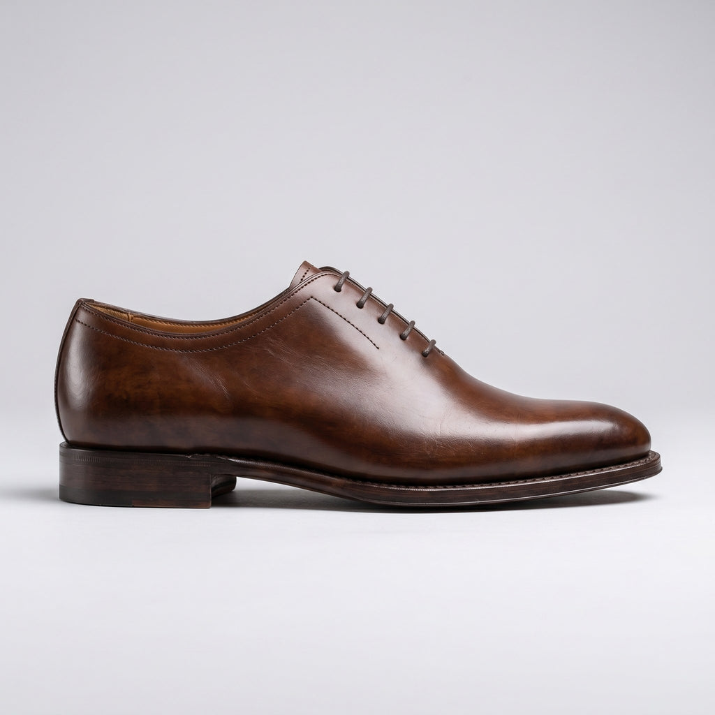 Luxury Edition - Artisian Made Brown Italian Leather Taormina Whole Cut Oxford Shoes