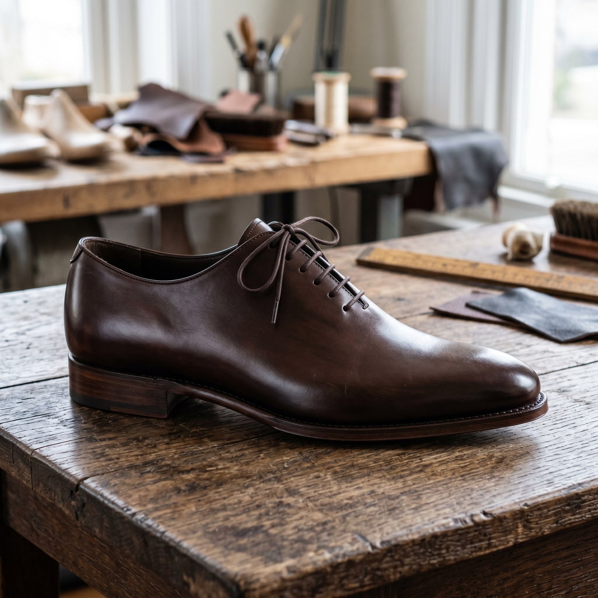 Luxury Edition - Artisian Made Brown Italian Leather Tarquinia Whole Cut Oxford Shoes