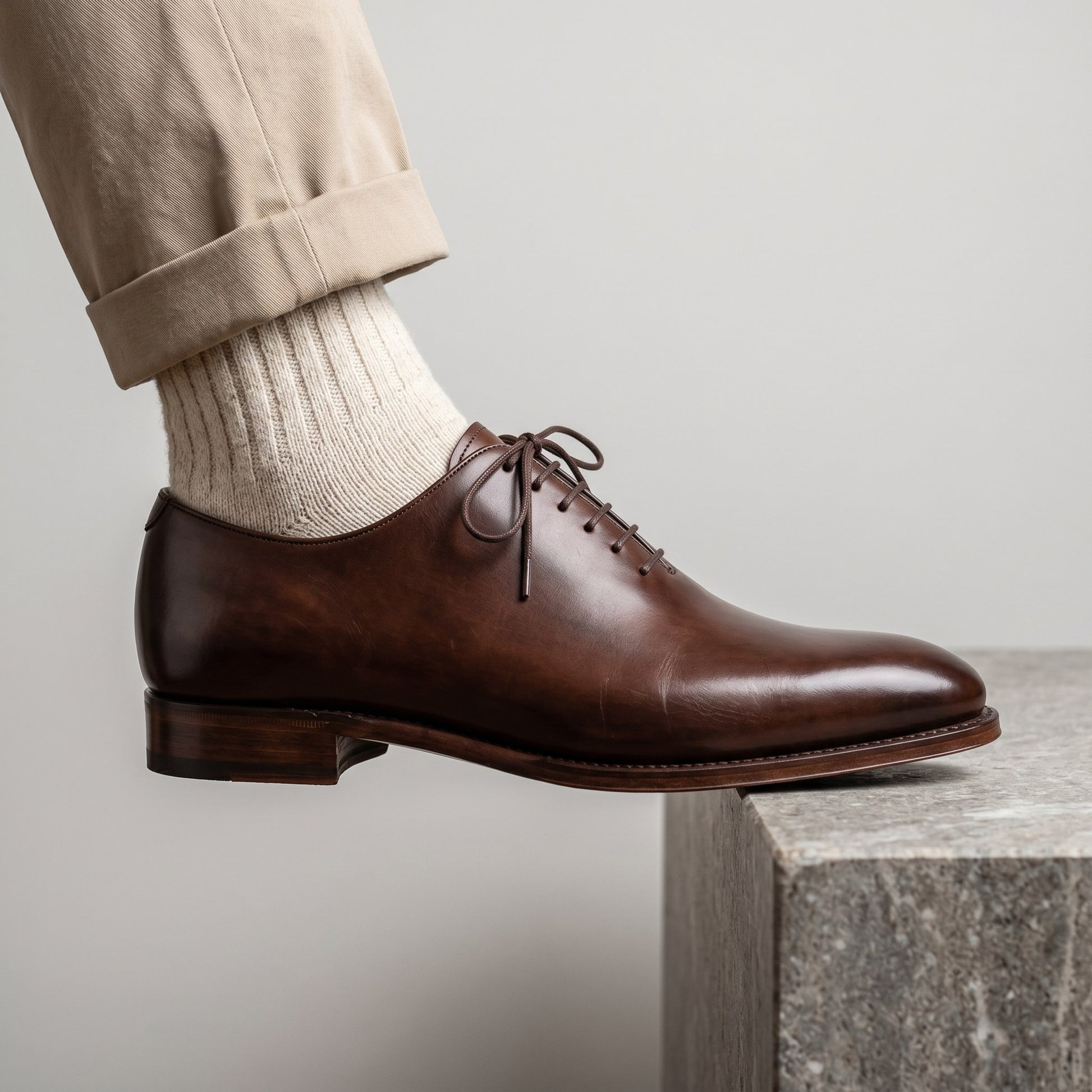Luxury Edition - Artisian Made Brown Italian Leather Tarquinia Whole Cut Oxford Shoes