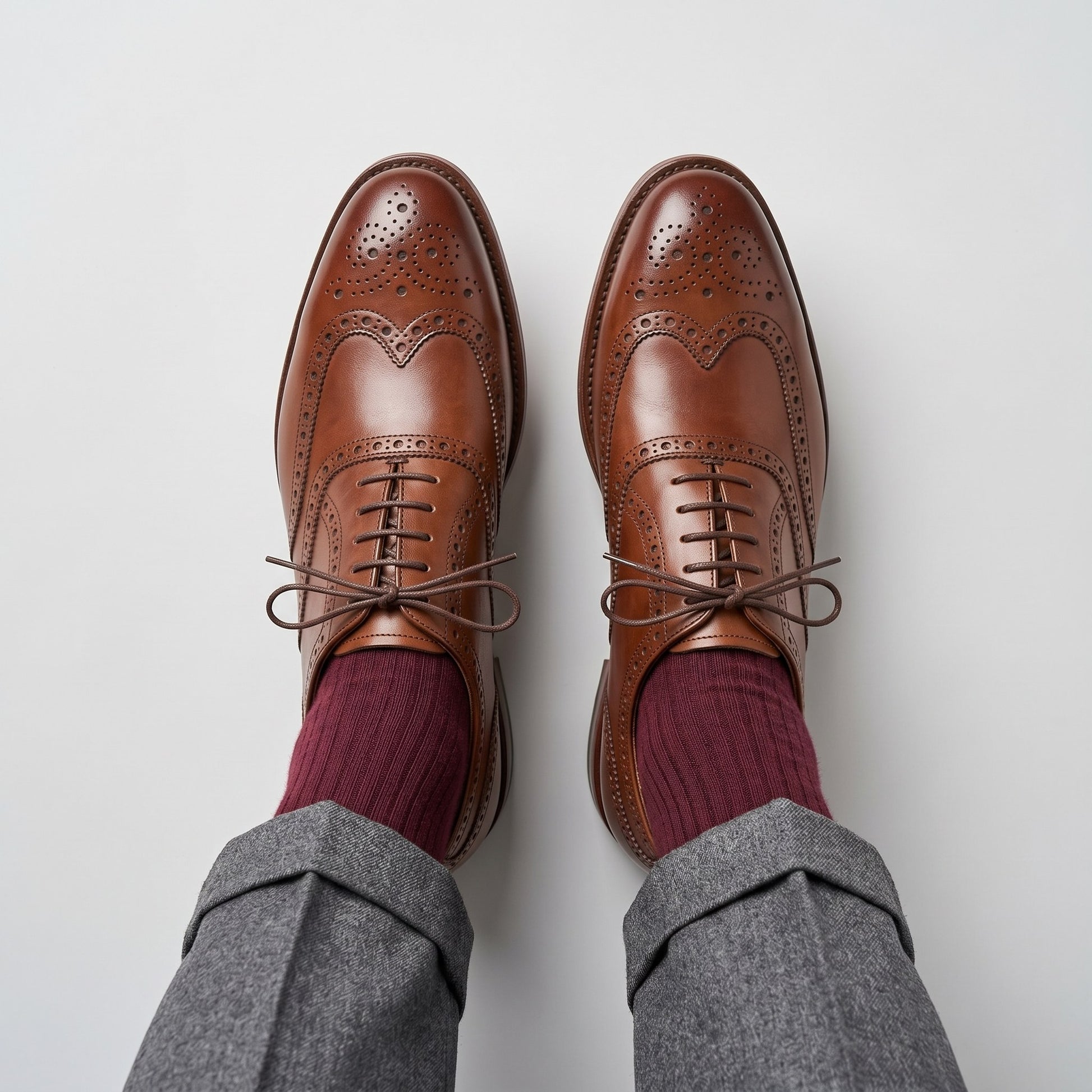 Luxury Edition - Artisian Made Tan Italian Leather Termoli Wingtip Brogue Oxford Shoes