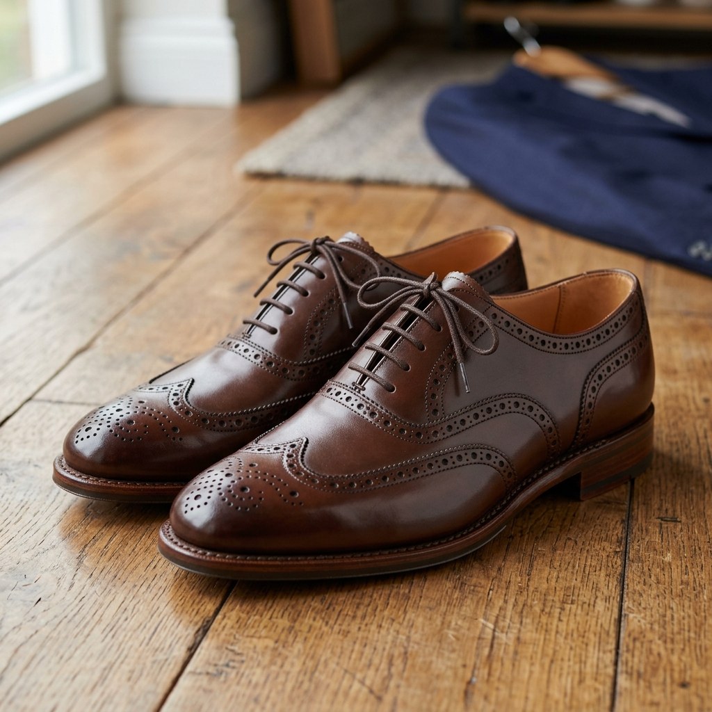 Luxury Edition - Artisian Made Brown Italian Leather Tivoli Wingtip Brogue Oxford Shoes