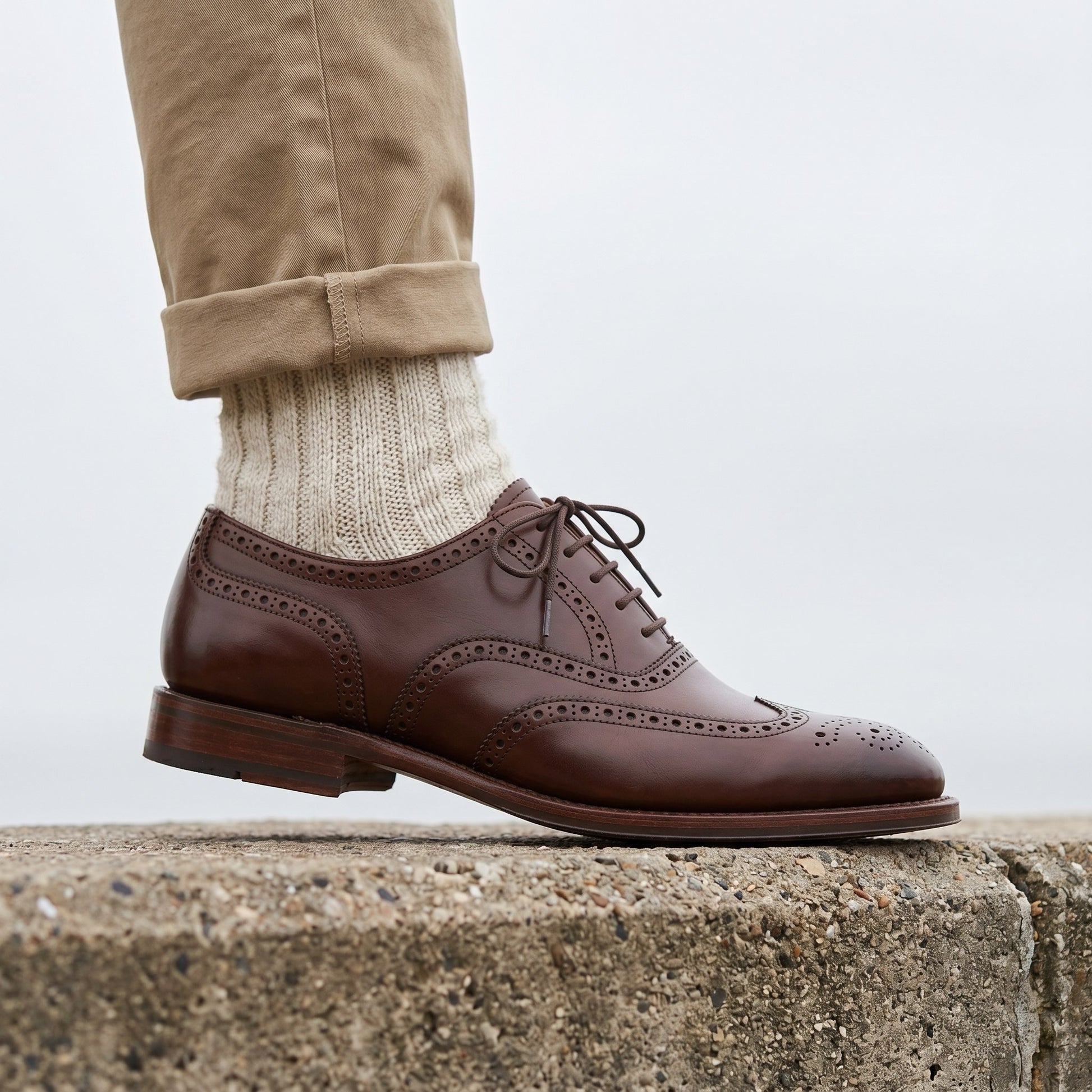 Luxury Edition - Artisian Made Brown Italian Leather Tivoli Wingtip Brogue Oxford Shoes