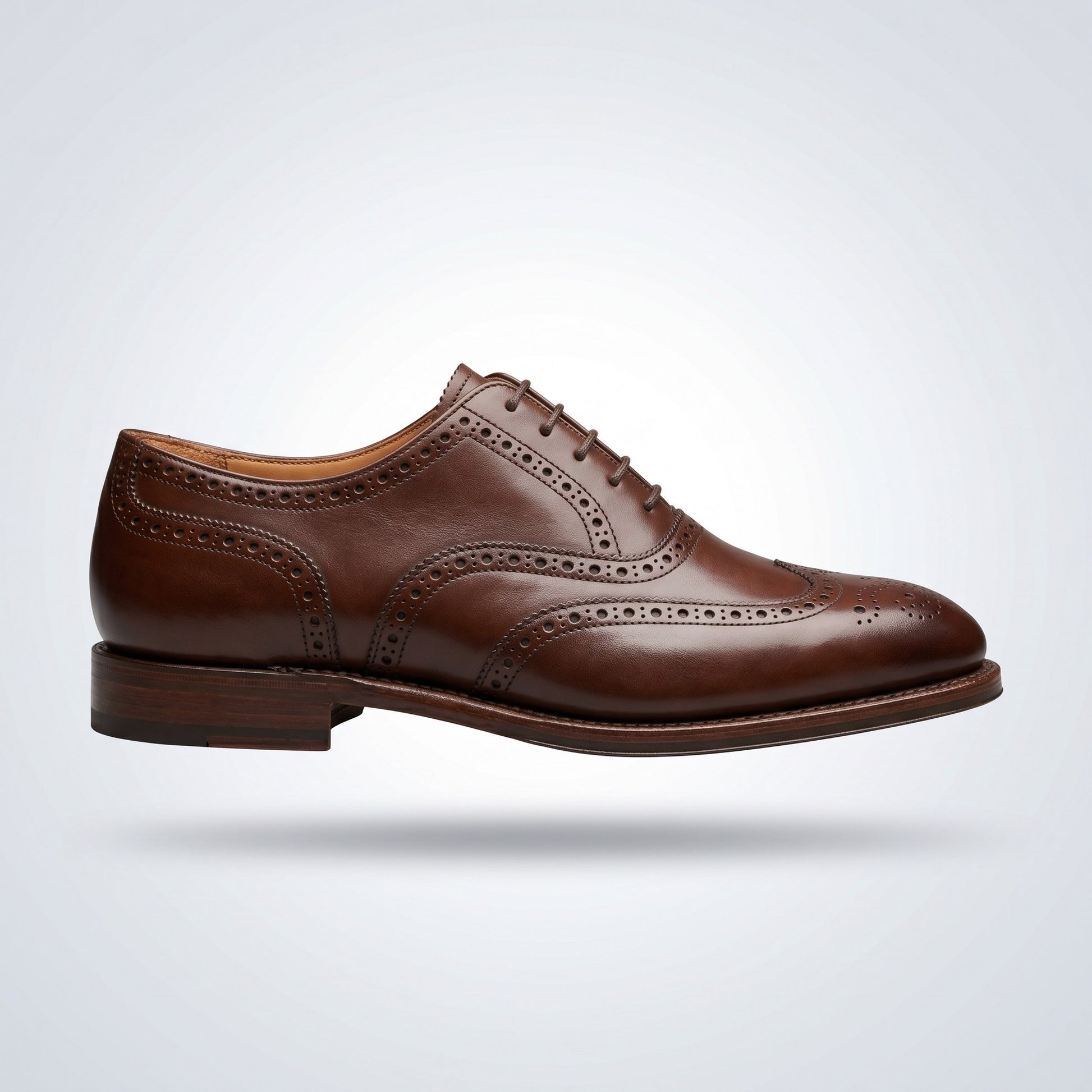 Luxury Edition - Artisian Made Brown Italian Leather Tivoli Wingtip Brogue Oxford Shoes
