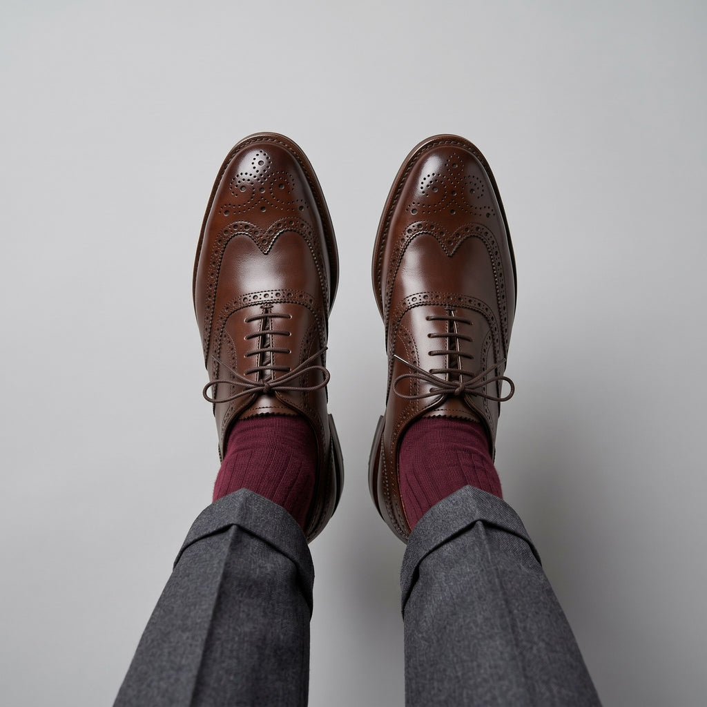 Luxury Edition - Artisian Made Brown Italian Leather Tivoli Wingtip Brogue Oxford Shoes