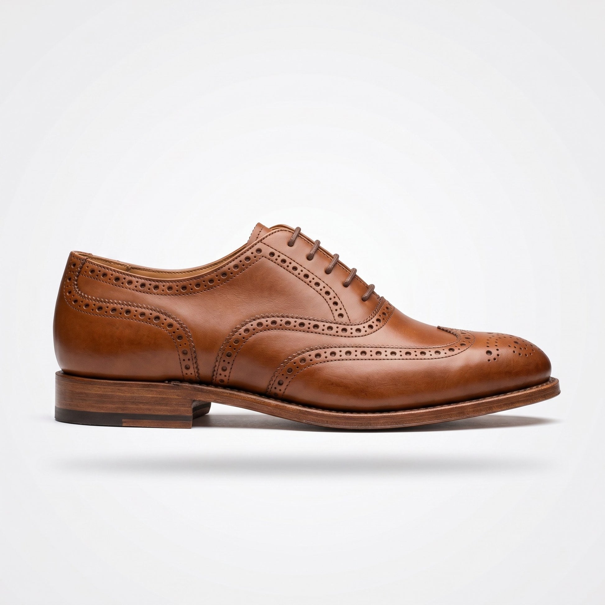 Luxury Edition - Artisian Made Tan Italian Leather Tolentino Wingtip Brogue Oxford Shoes