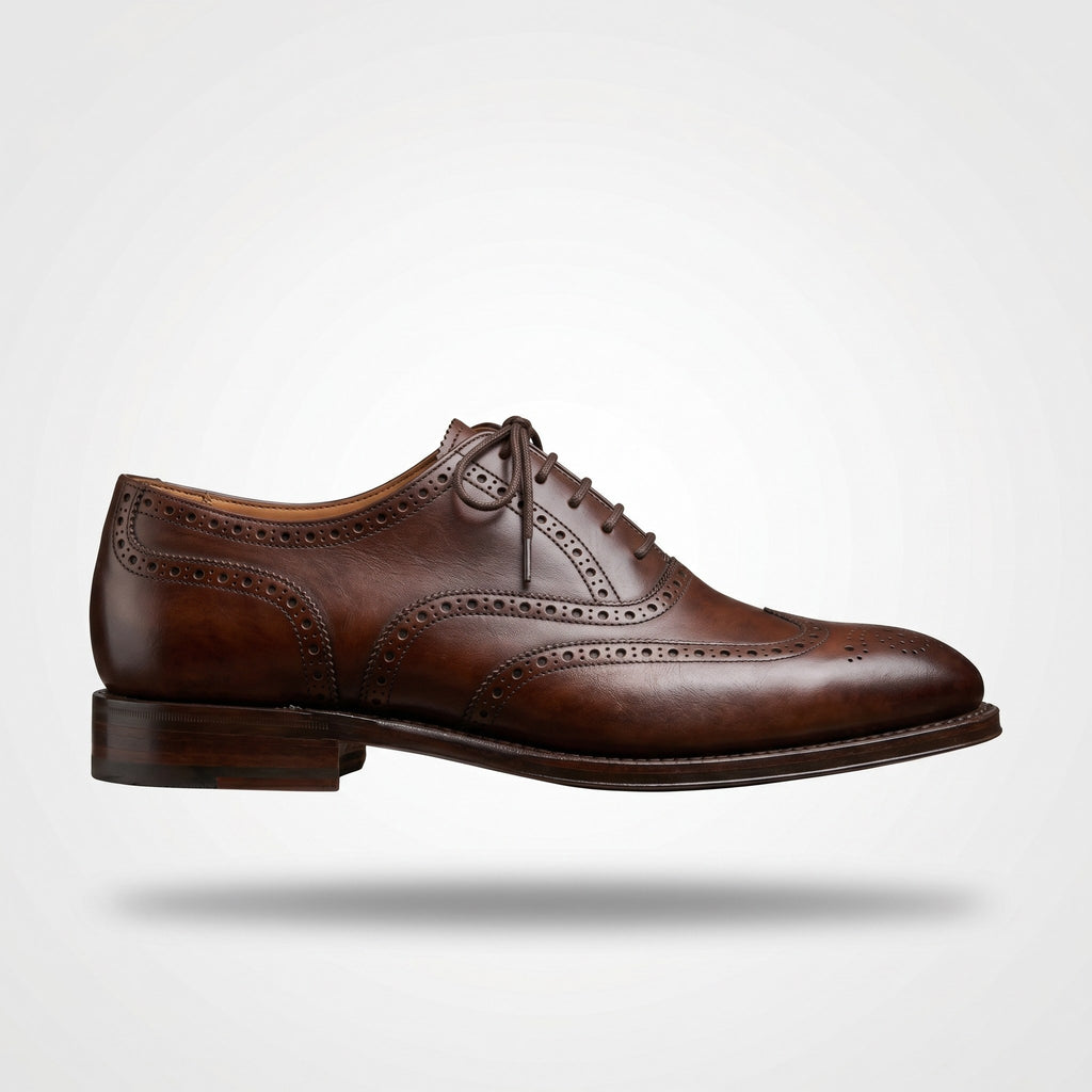 Luxury Edition - Artisian Made Brown Italian Leather Trapani Wingtip Brogue Oxford Shoes