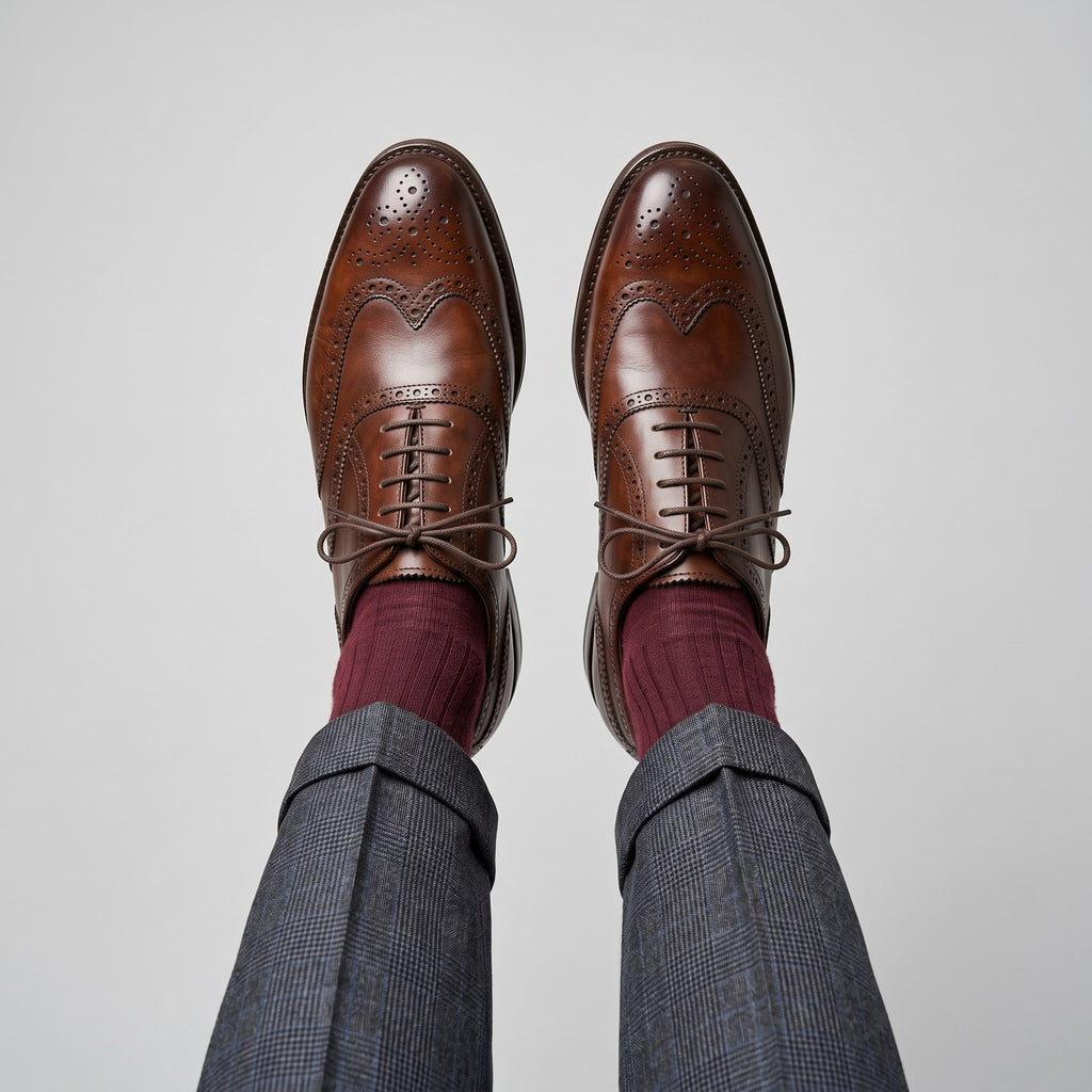 Luxury Edition - Artisian Made Brown Italian Leather Trapani Wingtip Brogue Oxford Shoes