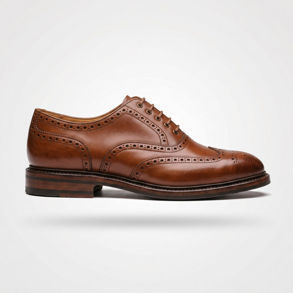 Luxury Edition - Artisian Made Tan Italian Leather Udine Wingtip Brogue Oxford Shoes