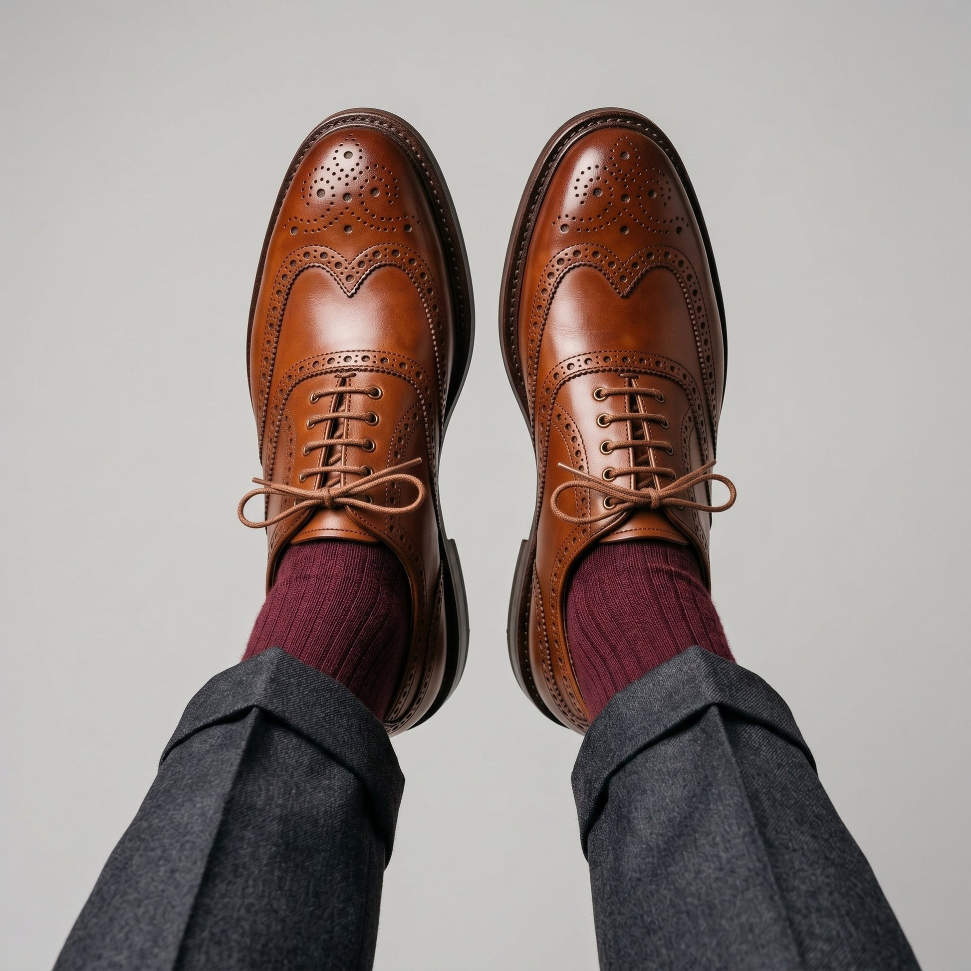 Luxury Edition - Artisian Made Tan Italian Leather Udine Wingtip Brogue Oxford Shoes