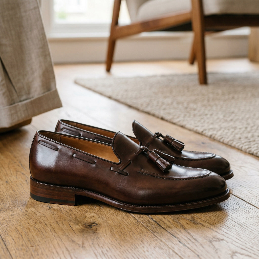 Luxury Edition - Artisian Made Brown Italian Leather Varenna Tassel Loafers