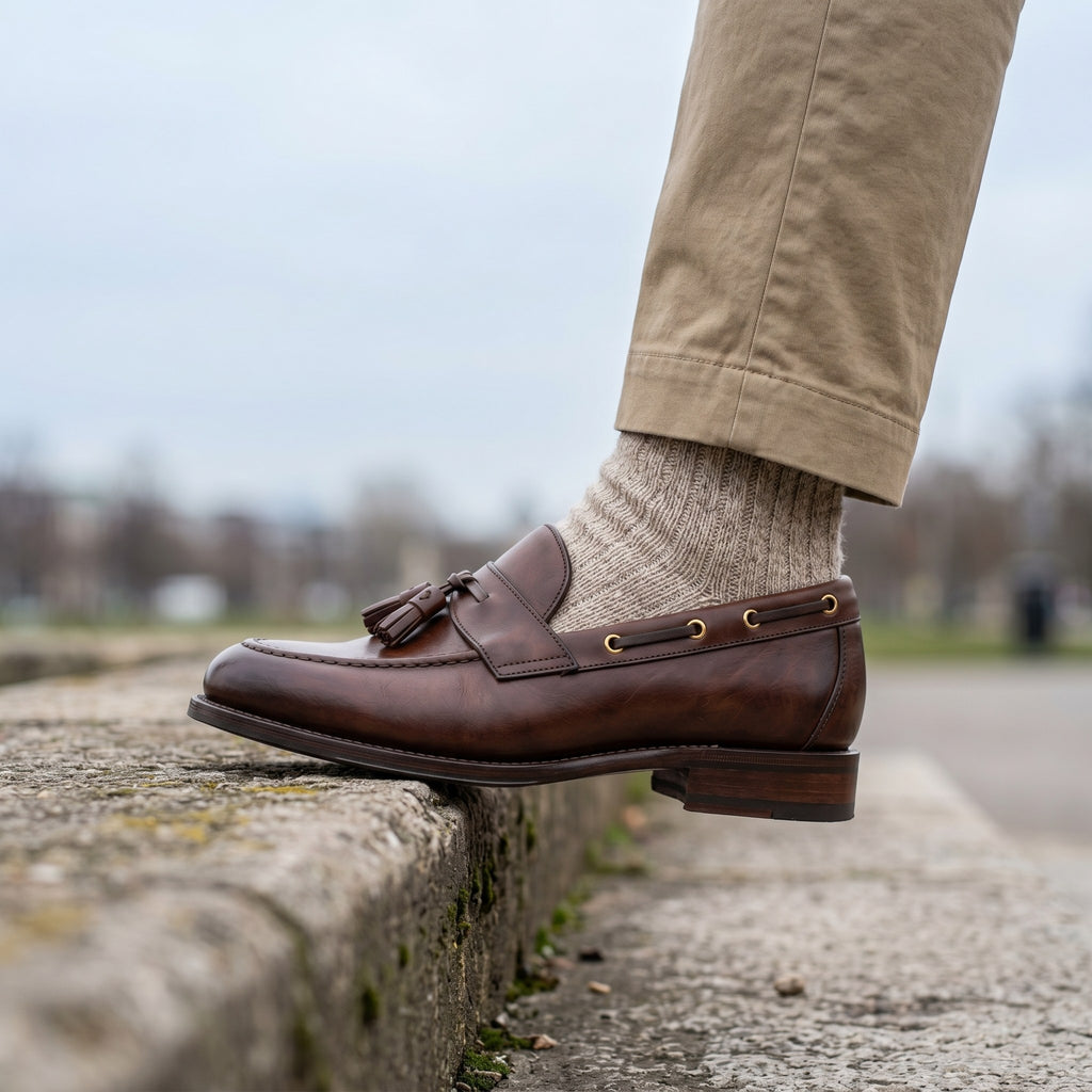Luxury Edition - Artisian Made Brown Italian Leather Venosa Tassel Loafers