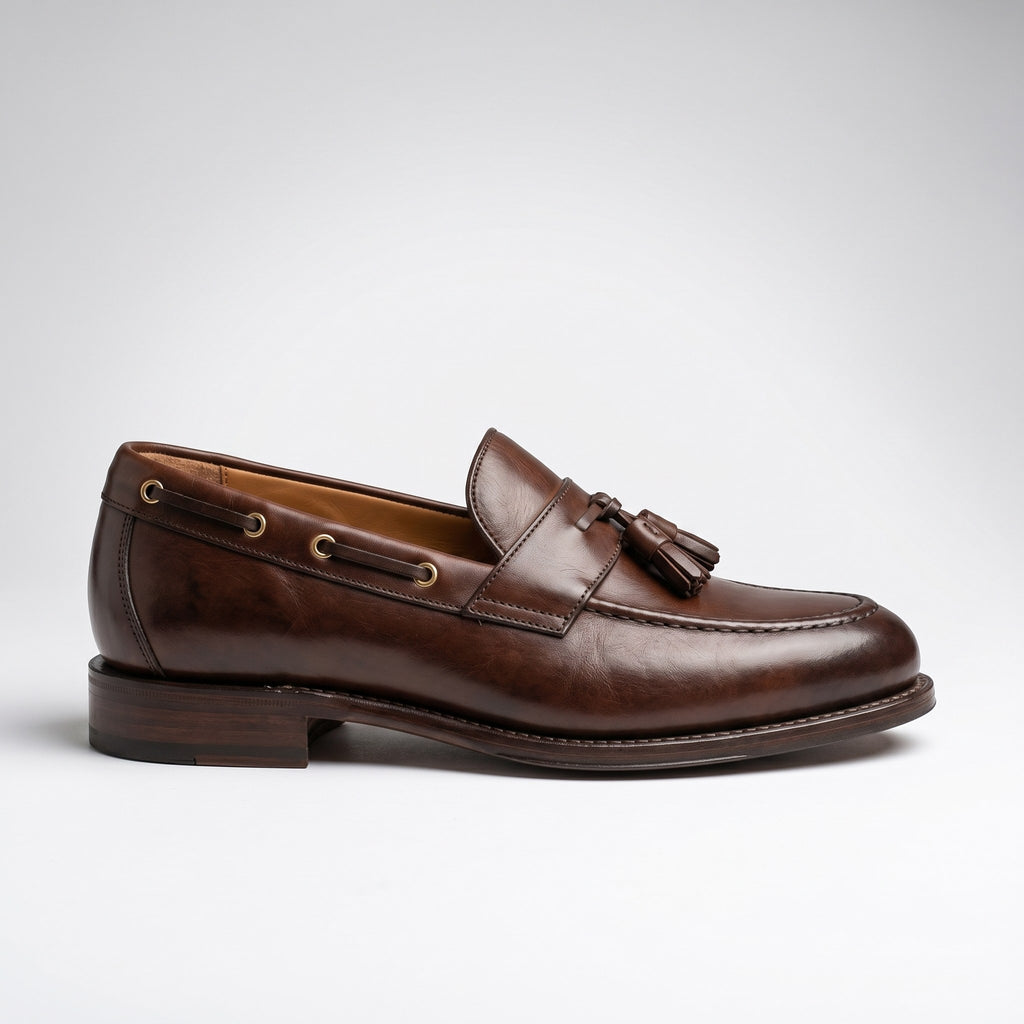 Luxury Edition - Artisian Made Brown Italian Leather Venosa Tassel Loafers