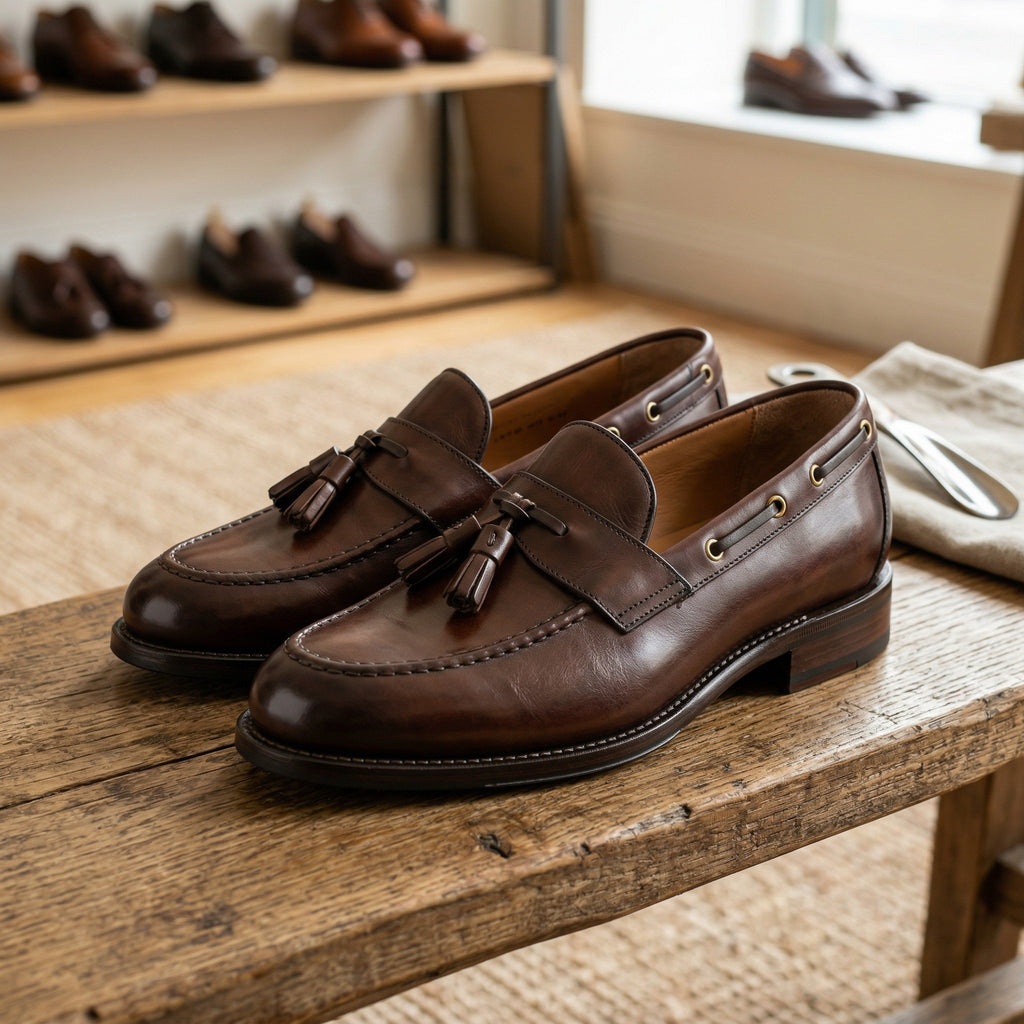 Luxury Edition - Artisian Made Brown Italian Leather Venosa Tassel Loafers