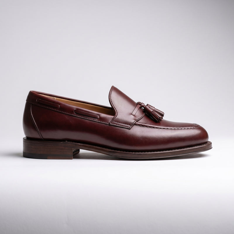 Luxury Edition - Artisian Made Burgundy Italian Leather Verbania Tassel Loafers