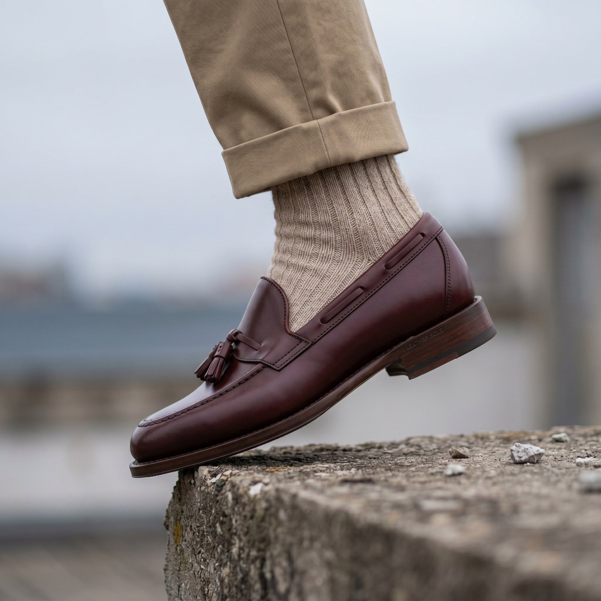 Luxury Edition - Artisian Made Burgundy Italian Leather Verbania Tassel Loafers