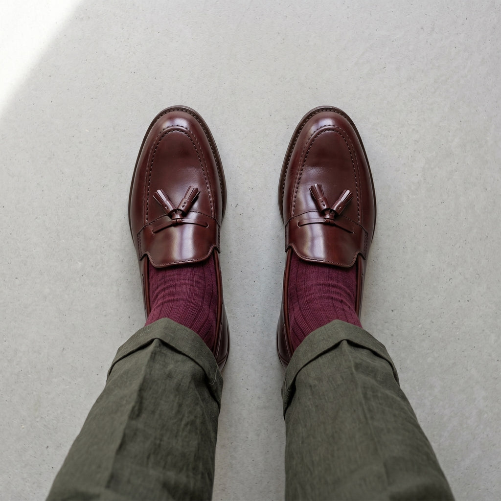 Luxury Edition - Artisian Made Burgundy Italian Leather Verbania Tassel Loafers