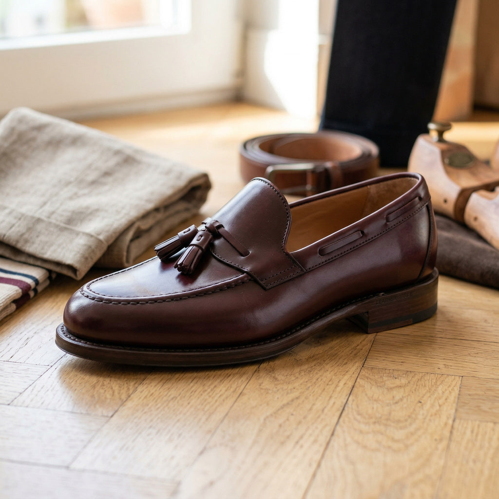 Luxury Edition - Artisian Made Burgundy Italian Leather Verbania Tassel Loafers