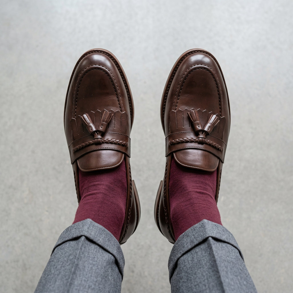Luxury Edition - Artisian Made Brown Italian Leather Vercelli Kiltie Tassel Loafers