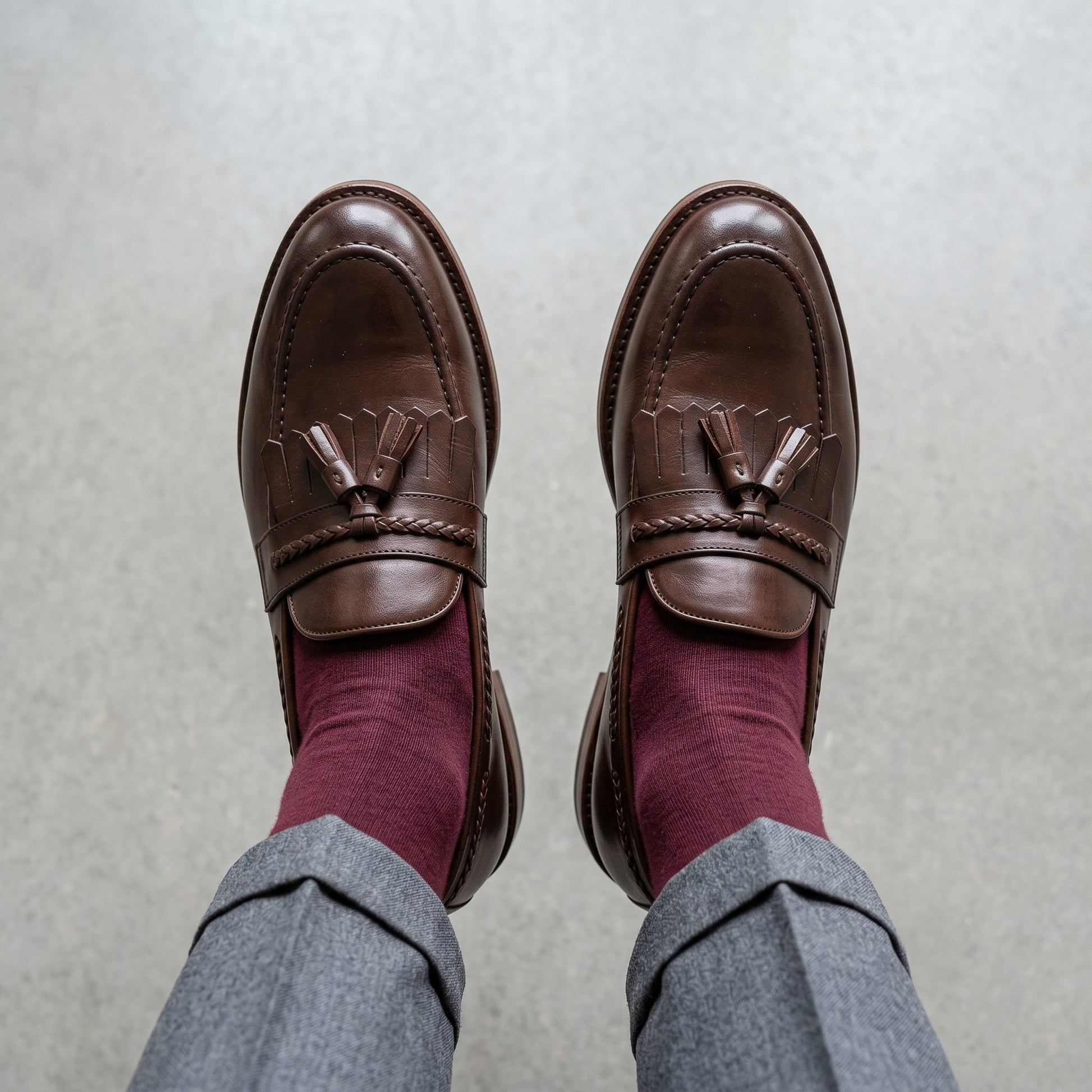 Luxury Edition - Artisian Made Brown Italian Leather Vercelli Kiltie Tassel Loafers