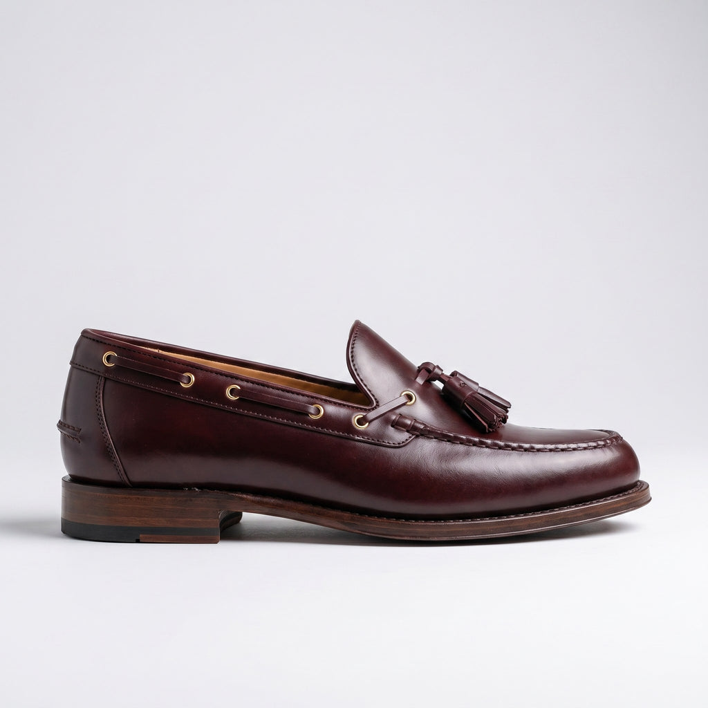 Luxury Edition - Artisian Made Burgundy Italian Leather Vernazza Kiltie Tassel Loafers