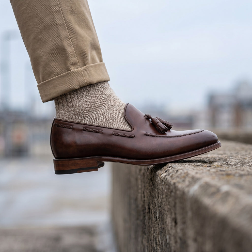Luxury Edition - Artisian Made Brown Italian Leather Vibo Tassel Loafers