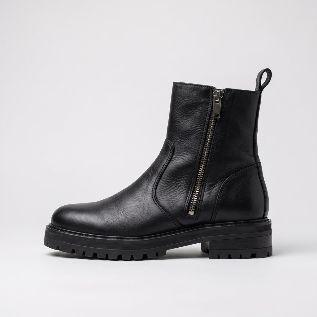 Luxury Edition - Artisian Made Black Italian Leather Amantea Zipper Boots