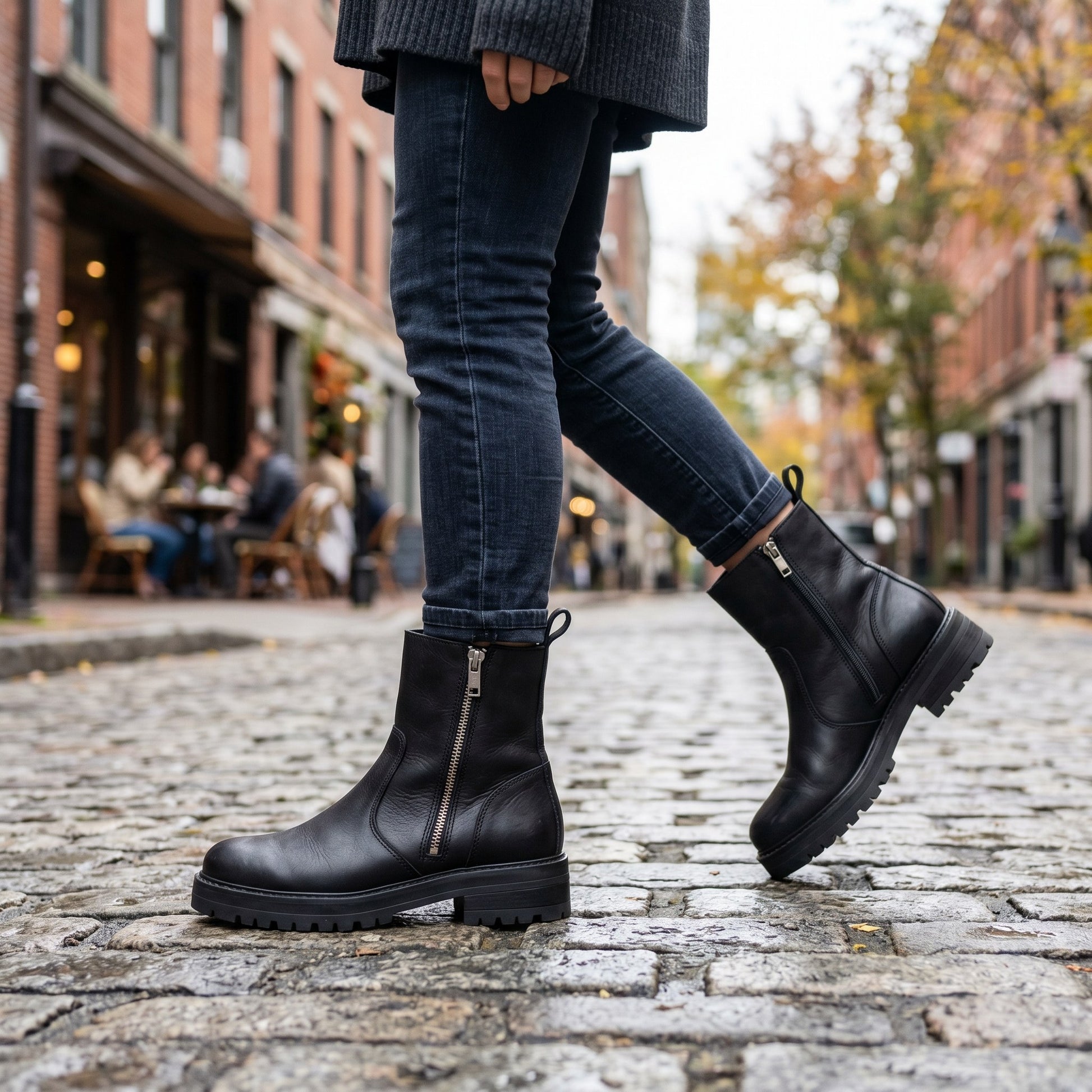 Luxury Edition - Artisian Made Black Italian Leather Amantea Zipper Boots