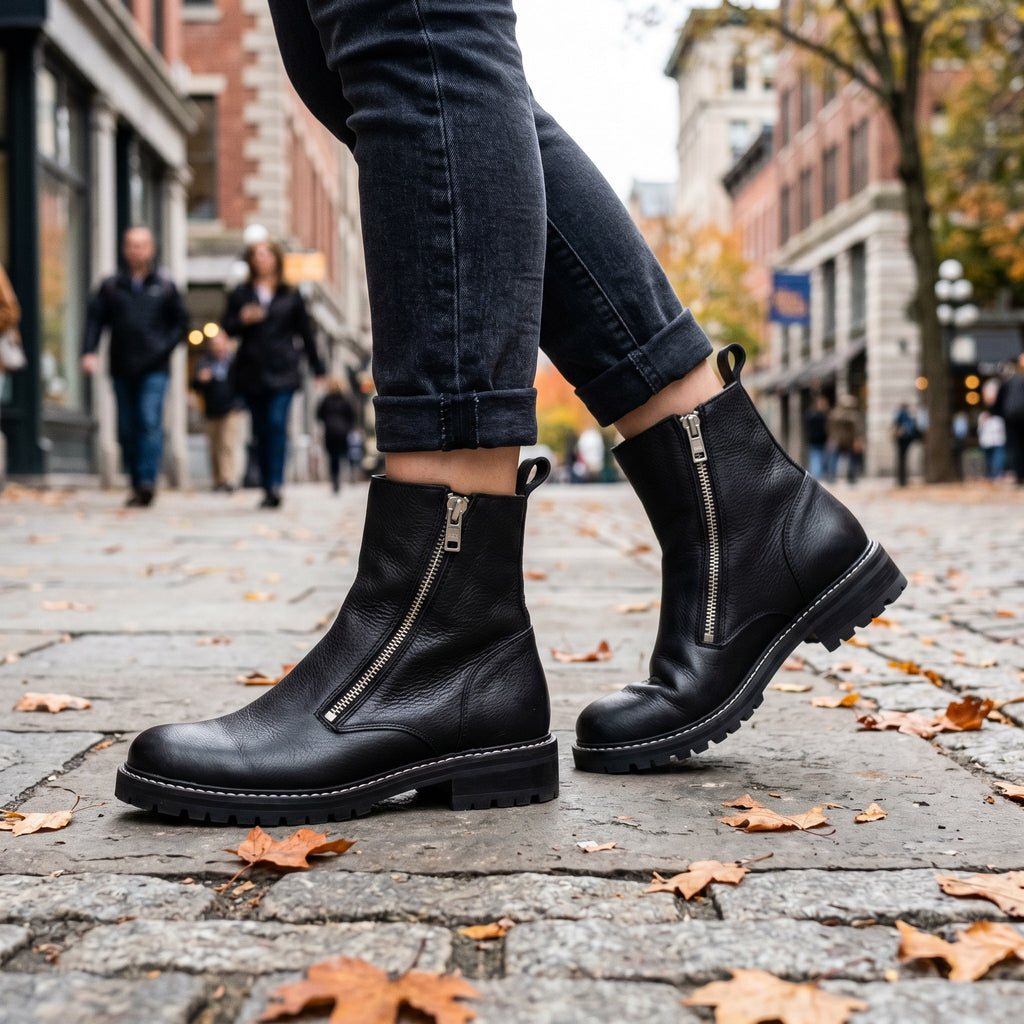 Luxury Edition - Artisian Made Black Italian Leather Camerino Zipper Boots