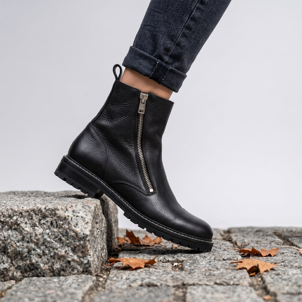 Luxury Edition - Artisian Made Black Italian Leather Camerino Zipper Boots