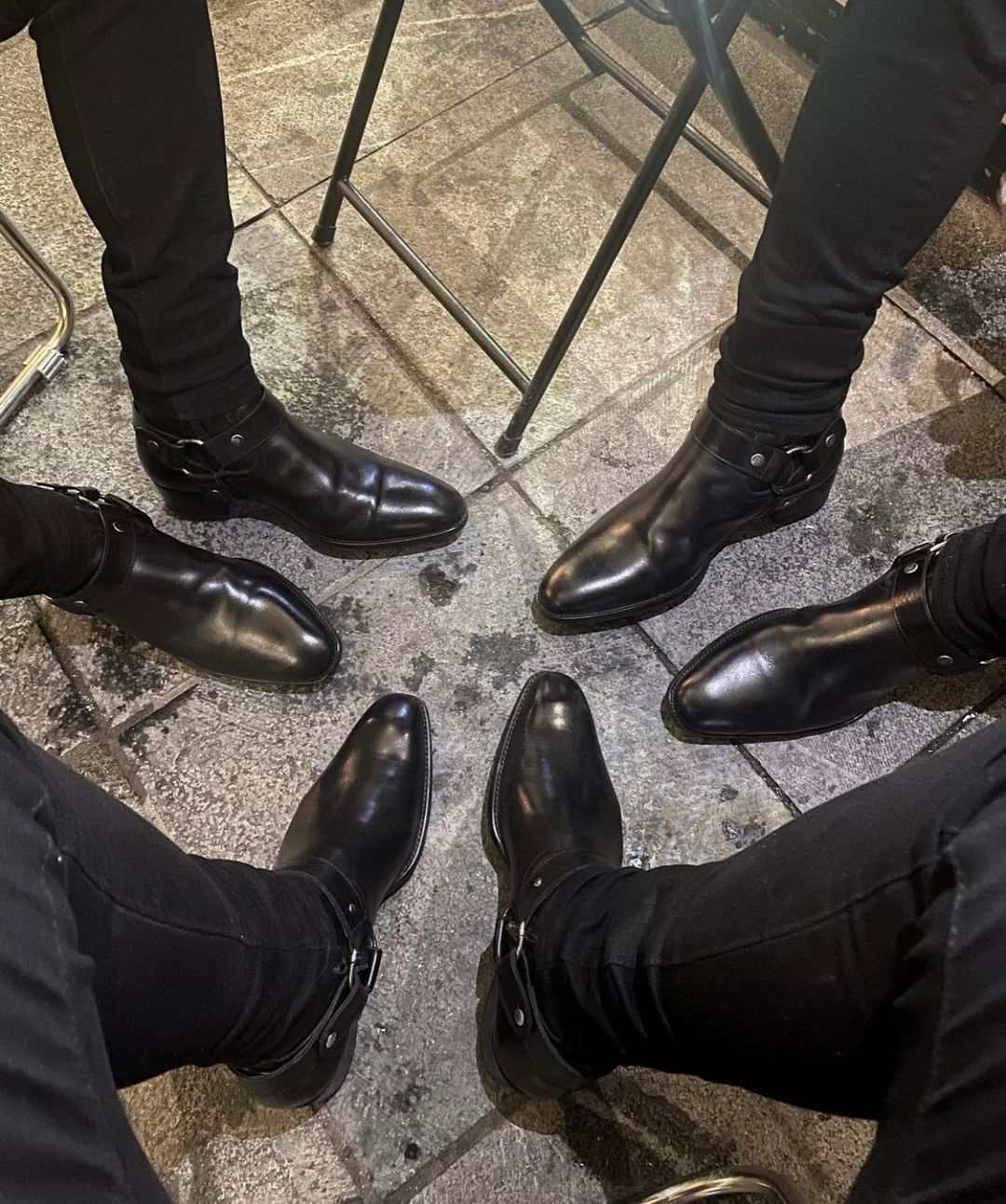 Black Leather Ravien Harness Chelsea Boots