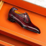 Burgundy Brown Leather Menorca Oxford Shoes