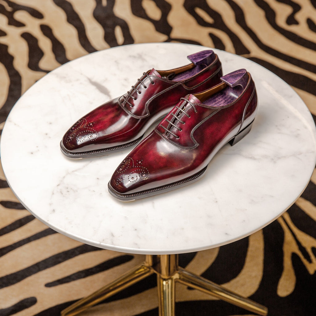 Burgundy Brown Leather Menorca Oxford Shoes